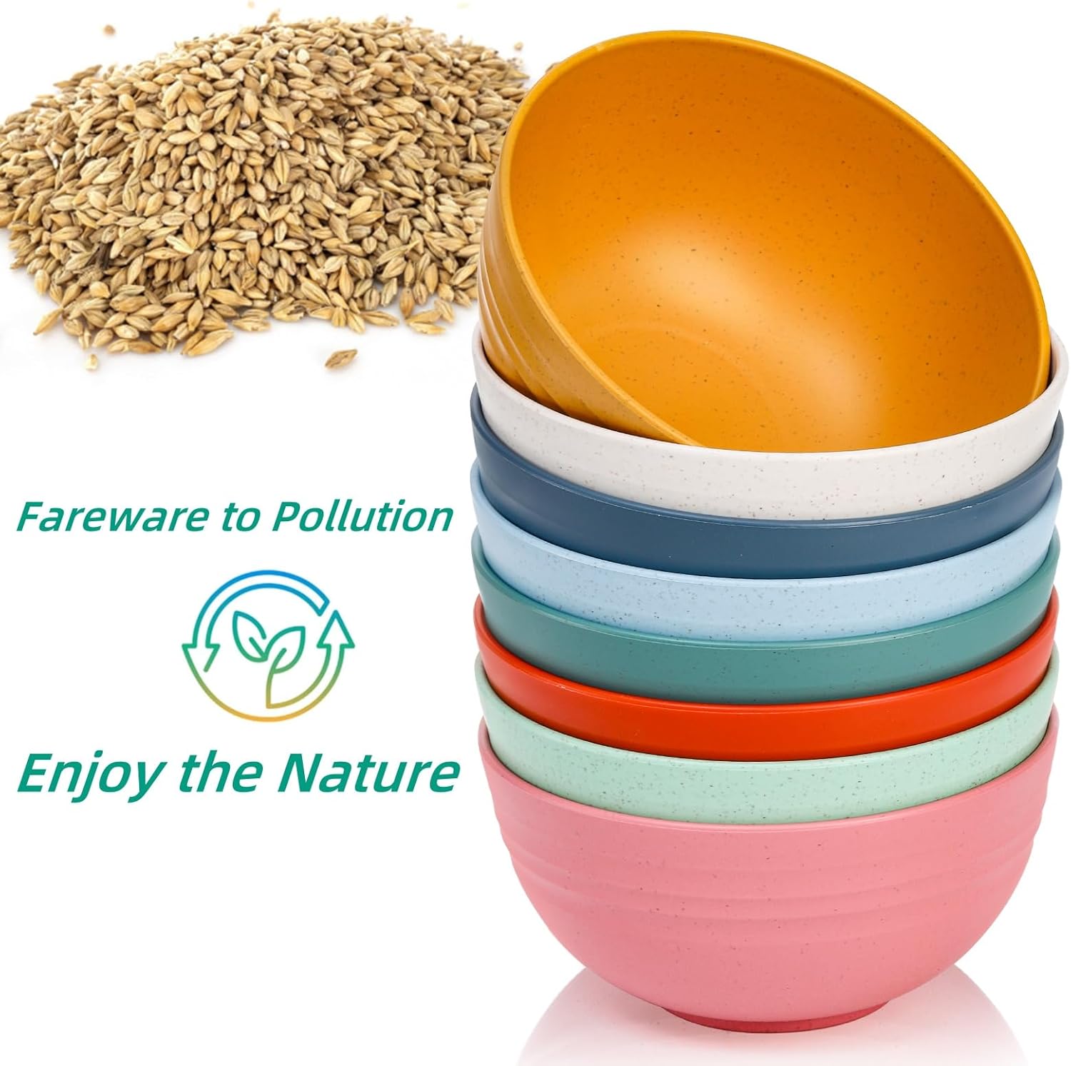 24 Pack Cereal Bowl  Unbreakable Wheat Straw Bowls  26 Oz Soup and Salad Bowl  Lightweight Kitchen Bowl Set  Plastic Bowls for Oatmeal  Ramen  Microwave and Dishwasher Safe