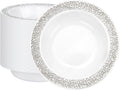 I00000 100 Silver Plastic Bowls  12 oz Disposable Bowls  Premium Disposable Heavy Duty Plastic Bowl for Birthday  Wedding & Party