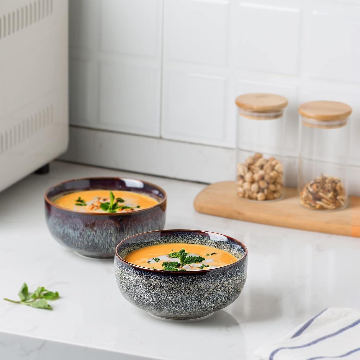22 Ounce Serving Bowls Set - Ceramic Bowl Set of 2-5.75 inch for Salad  Soup Cereal Bowls for Kitchen
