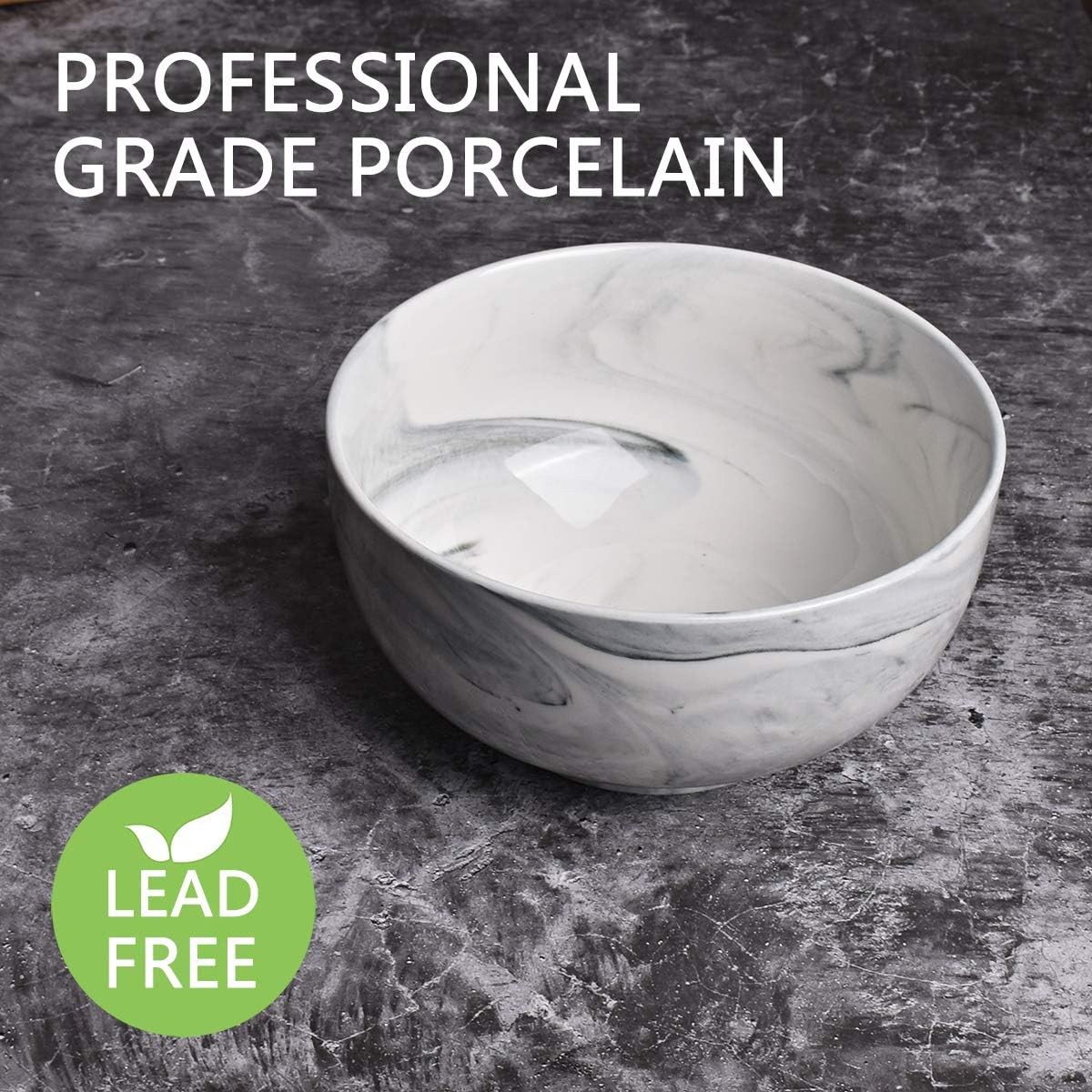 Bosmarlin Marbling Ceramic Bowl Set of 4  33 Oz  Dishwasher and Microwave Safe (33 Oz  B-Grey Marbling)