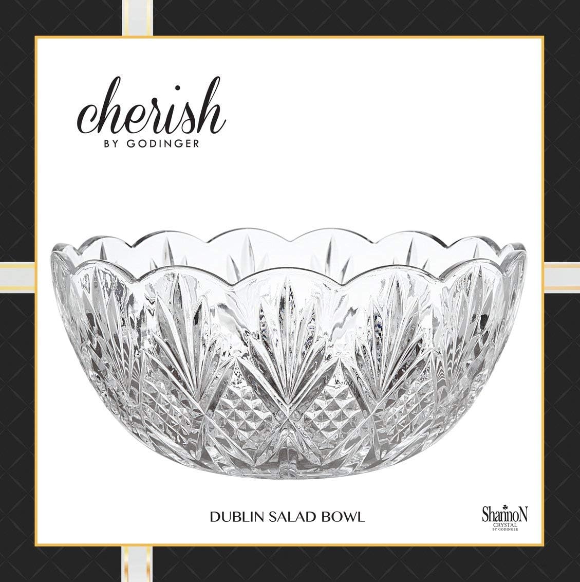Godinger 8.5" Serving Bowl  Salad Bowl - Dublin Collection  Giftable Packaging