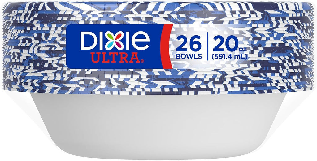 Dixie Ultra  Large Paper Bowls  20 Oz  26 Count (Pack of 6)  Microwave Safe  Compostable  Disposable Bowls Great For Breakfast  Lunch  And Dinner Meals
