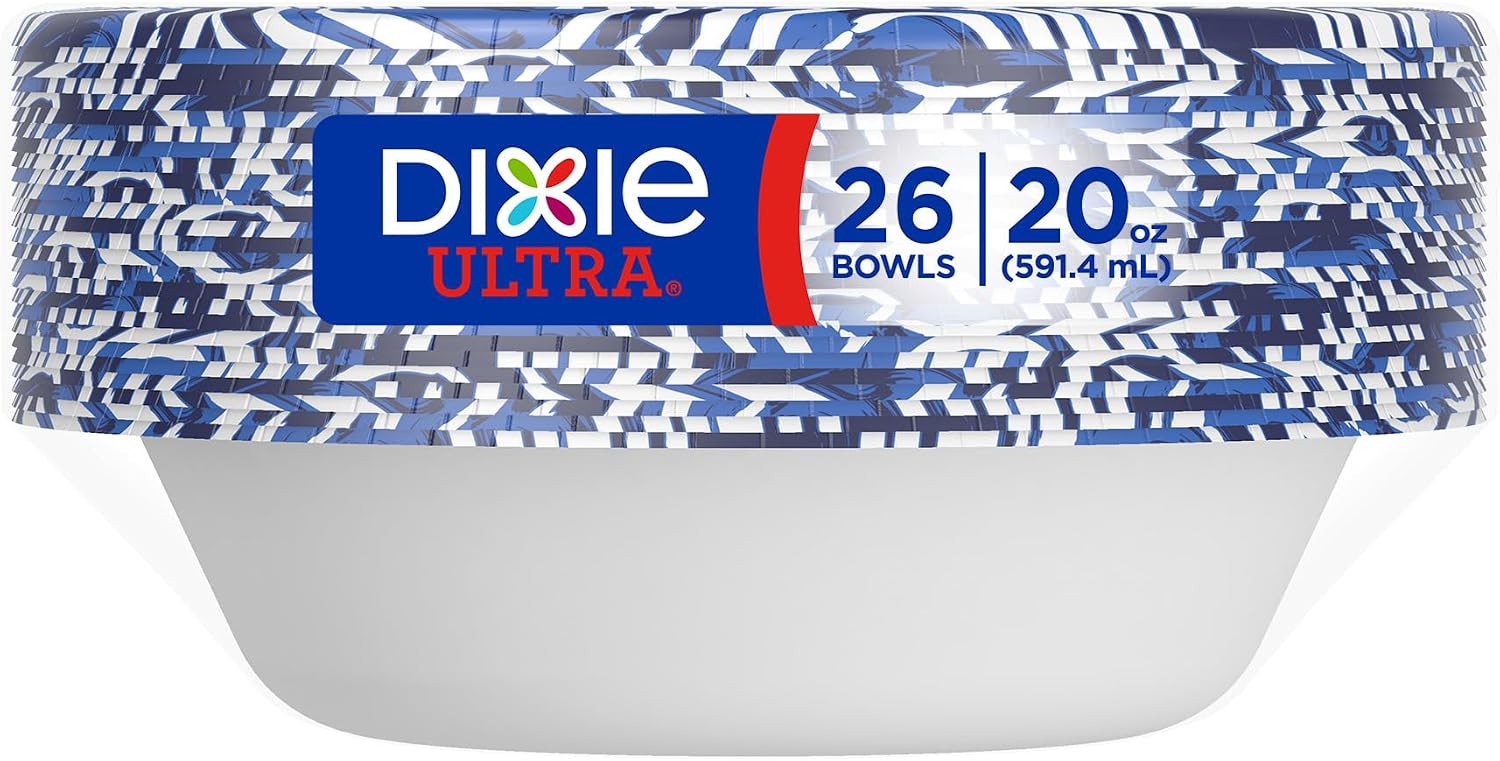 Dixie Ultra  Large Paper Bowls  20 Oz  26 Count (Pack of 6)  Microwave Safe  Compostable  Disposable Bowls Great For Breakfast  Lunch  And Dinner Meals