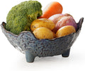 Fruit Bowl  Porcelain Oval Bowl for Kitchen Counter Large Decorative Bowl for Home Decor Centerpiece Bowl for Fruit  Vegetable  Breads  Nuts  Blue