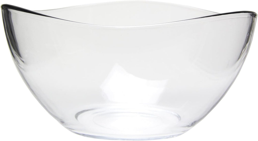 Red Co. Medium 2 Quart Clear Glass Wavy Serving & Mixing Bowl for Salad  Pasta  Desserts  Snacks