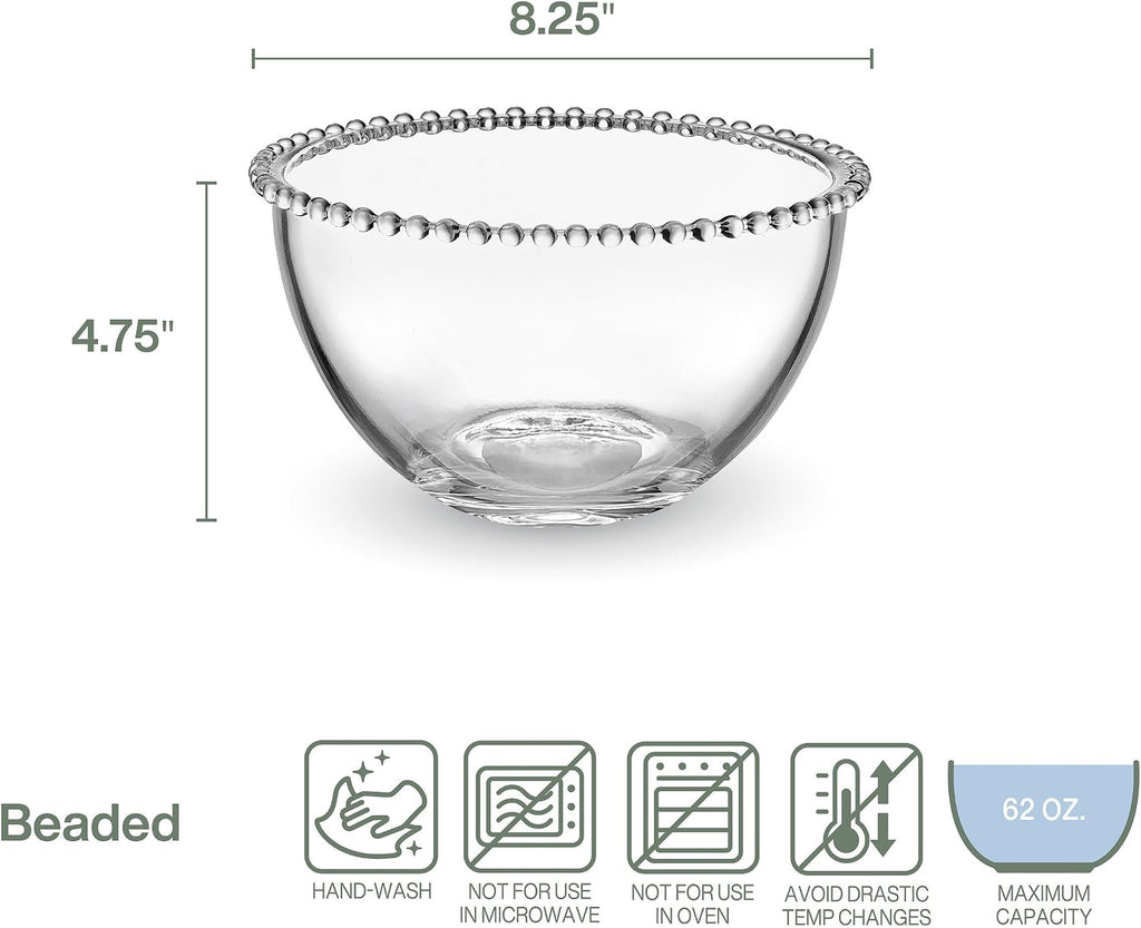 Fitz and Floyd Beaded Glass Fruit Serve Salad Bowl  8.25 Inch