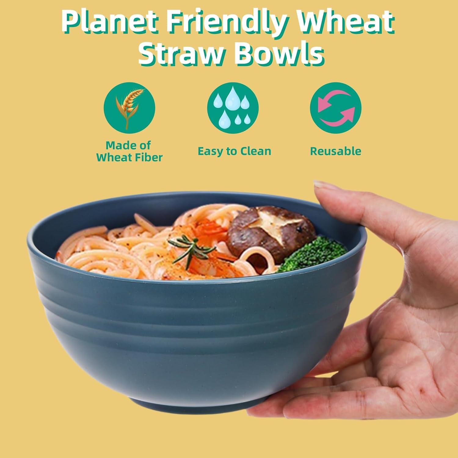 24 Pack Cereal Bowl  Unbreakable Wheat Straw Bowls  26 Oz Soup and Salad Bowl  Lightweight Kitchen Bowl Set  Plastic Bowls for Oatmeal  Ramen  Microwave and Dishwasher Safe