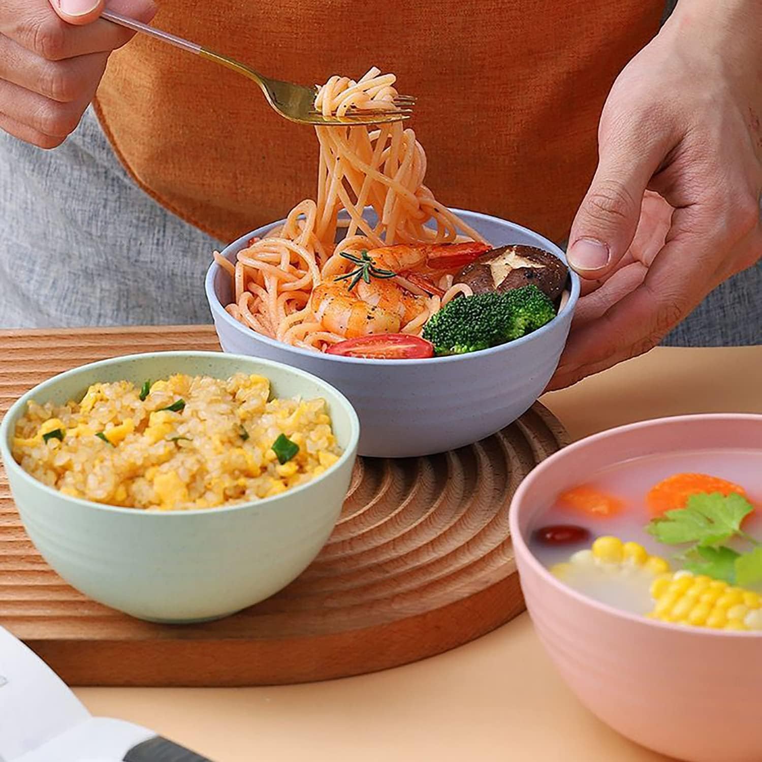8 OZ Small Bowls Set Cereal Bowls Wheat Straw Bowl Assorted Color Dessert Bowls for Serving Soup  Oatmeal  Pasta and Salad