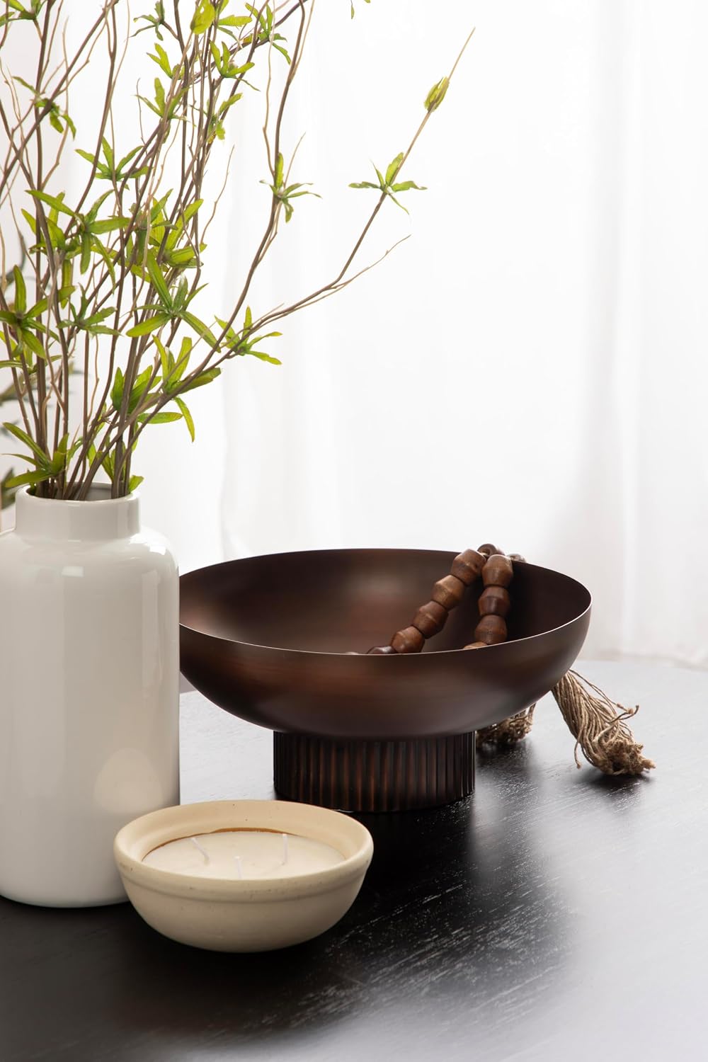 Kate and Laurel Rooks Ribbed Decorative Metal Bowl  12 Inch Diameter  Bronze  Vintage Raised Fruit Bowl for Kitchen Counter or Use as a Key Bowl for an Entryway Table