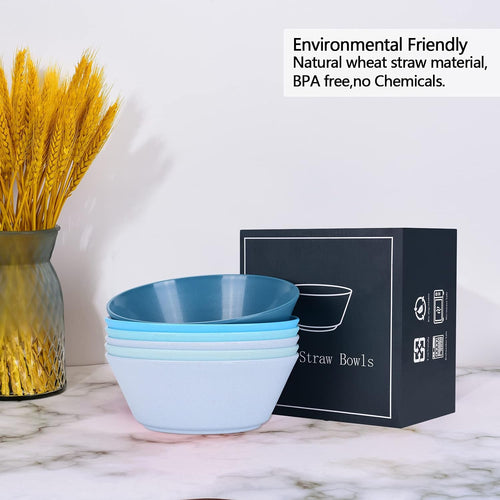 32 Ounce Cereal Bowls  Unbreakable Wheat Straw Fiber Bowl  Lightweight Kitchen Bowls Microwave & Dishwasher Safe BPA Free Bowls  E-Co Friendly Bowls Set for Cereal  Salad Oatmeal  Soup Snacks -6 Color
