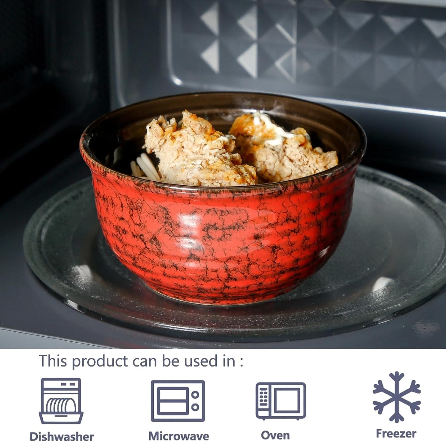 MEKY 20OZ Soup Bowls  Ceramic Cereal Bowls Set of 6  Perfect for Oatmeal Desserts Salads Rice Pasta Breakfast Stackable Serving Bowls for Daily Meals Party Gifting  Microwave & Dishwasher Safe  Red