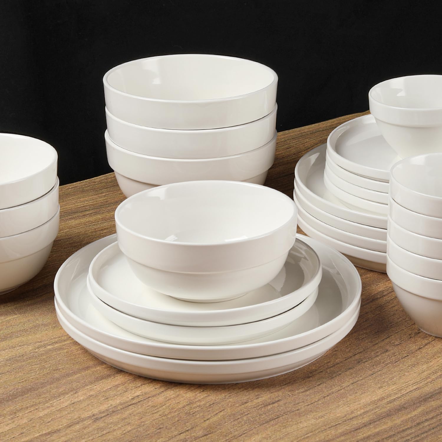 HAPPY KIT Large Serving Bowls 7 Inch 40 Ounces Soup Bowls White Ceramic Salad Bowl Set of 3 for Kitchen Pasta Bowls  Pho  Noodle  Cereal - Dishwasher & Microwave Safe