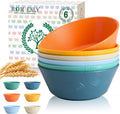 Homienly Unbreakable Cereal Bowls  Wheat Straw Bowl with Textured  36oz Microwave Safe Plastic Bowls for Kitchen  Party  Large Soup Bowls for Popcorn  Ramen  Salad  Dishwasher Safe (Multi 6 PCS)