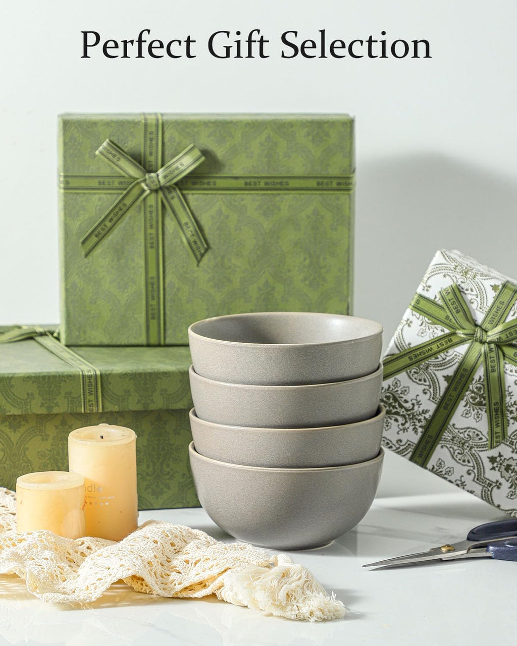 Cereal Bowls Set of 4  24 oz Ceramic Bowls for Kitchen  Stoneware Soup Bowls for Salad  Ramen  Snack  Dessert  Unique Housewarming Gift  Dishwasher Microwave Safe  Matte Gray
