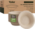 Vplus 500 Pack 12 OZ Paper Bowls Bulk  Disposable Compostable  Eco-friendly Bagasse  Heavy-duty Bowls Perfect for Milk Cereals  Snacks  Salads Nature