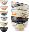 Cereal Bowls Set of 6，10 Oz Ceramic Soup Bowls 4.5 inch Color Kitchen Bowl for Cereal  Salad  Soup  Dessert  or Snacks (6-piece set)