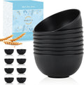 Wrova Wheat Straw Bowl Sets of 8 Unbreakable Cereal Bowl 26 OZ Microwave and Dishwasher Safe Bowls Salad Bowl suitable for Cereal Salad Snack and Soup. Winter-Pure Black