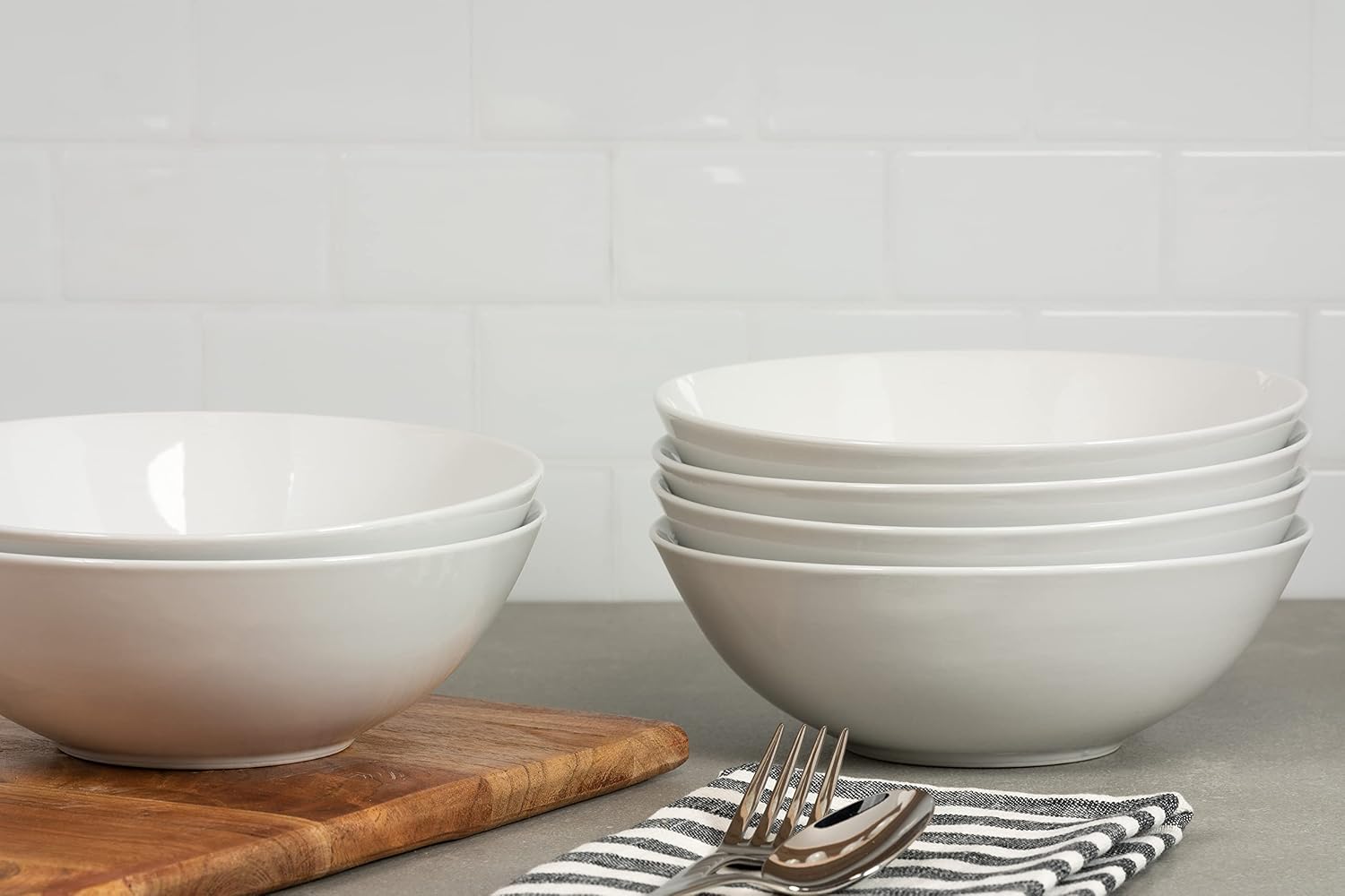10 Strawberry Street Simply White 7" Coupe Cereal Bowl  Set of 6