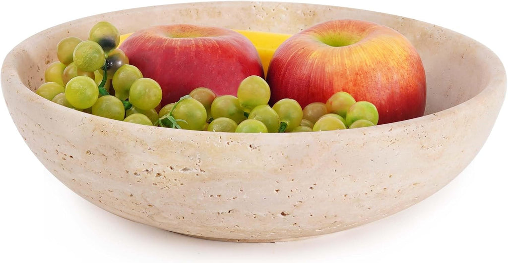 Marble Fruit Bowl for Kitchen Counter 10 Inch Handmade Travertine Gifts  Decorative Bowl for Home Decor  Candy Bowl  Serving Bowls for Dining Tables Centerpieces Decor