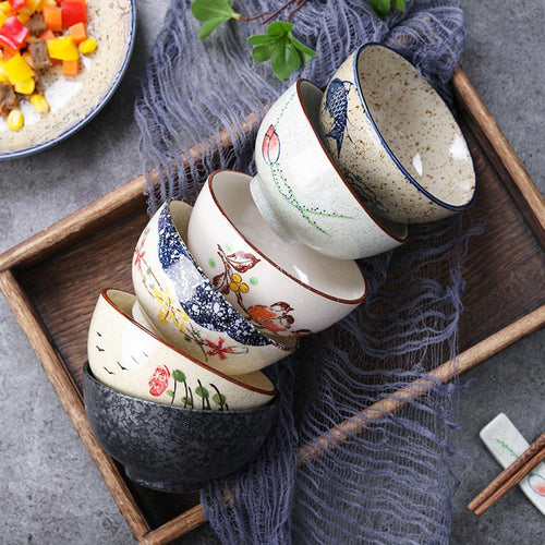 Cereal Bowls Set of 6，10 Oz Ceramic Soup Bowls 4.5 inch Color Kitchen Bowl for Cereal  Salad  Soup  Dessert  or Snacks (6-piece set)