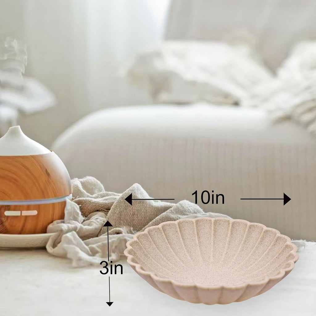 Ocean-Inspired Scallop Decorative Bowl  Fruit Bowl Home Decor  Key Bowls Entryway Decor  Coffee Table Tray  Handmade Non-Slip Decorative Tray with Coastal Charm (Frosted clay)