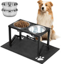 Elevated Dog Bowls  Metal Raised Dog Bowl Stand with 2 Thick 58oz Stainless Steel Food Bowls & Non-Slip Mat - 11.8" Tall for Medium/Large Breeds