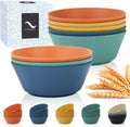 PYRMONT 36 OZ Wheat Straw Bowls Set of 8 Large Cereal Bowls Reusable Soup Bowls Microwave & Dishwasher Safe Unbreakable Bowls Kitchen for Cereal Salad  Rice Noodles - Multi