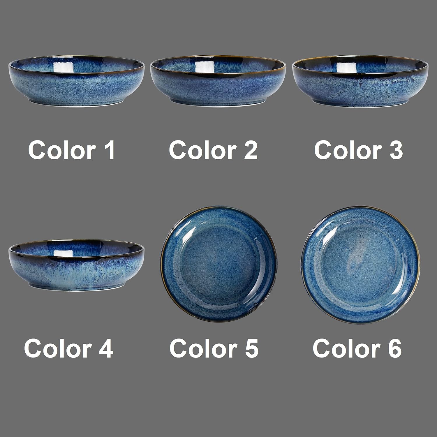 30oz Ceramic bowls set of 4-8" serving bowls for Kitchen Pasta Salad-Dishwasher & Microwave Safe Perfect for Housewarming  Thanksgiving  Christmas-Royal Blue