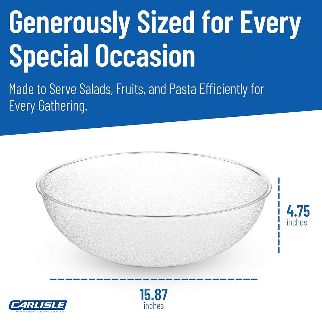 Carlisle FoodService Products 721507 Round Pebbled Salad Serving Bowl  11 Quart  Clear