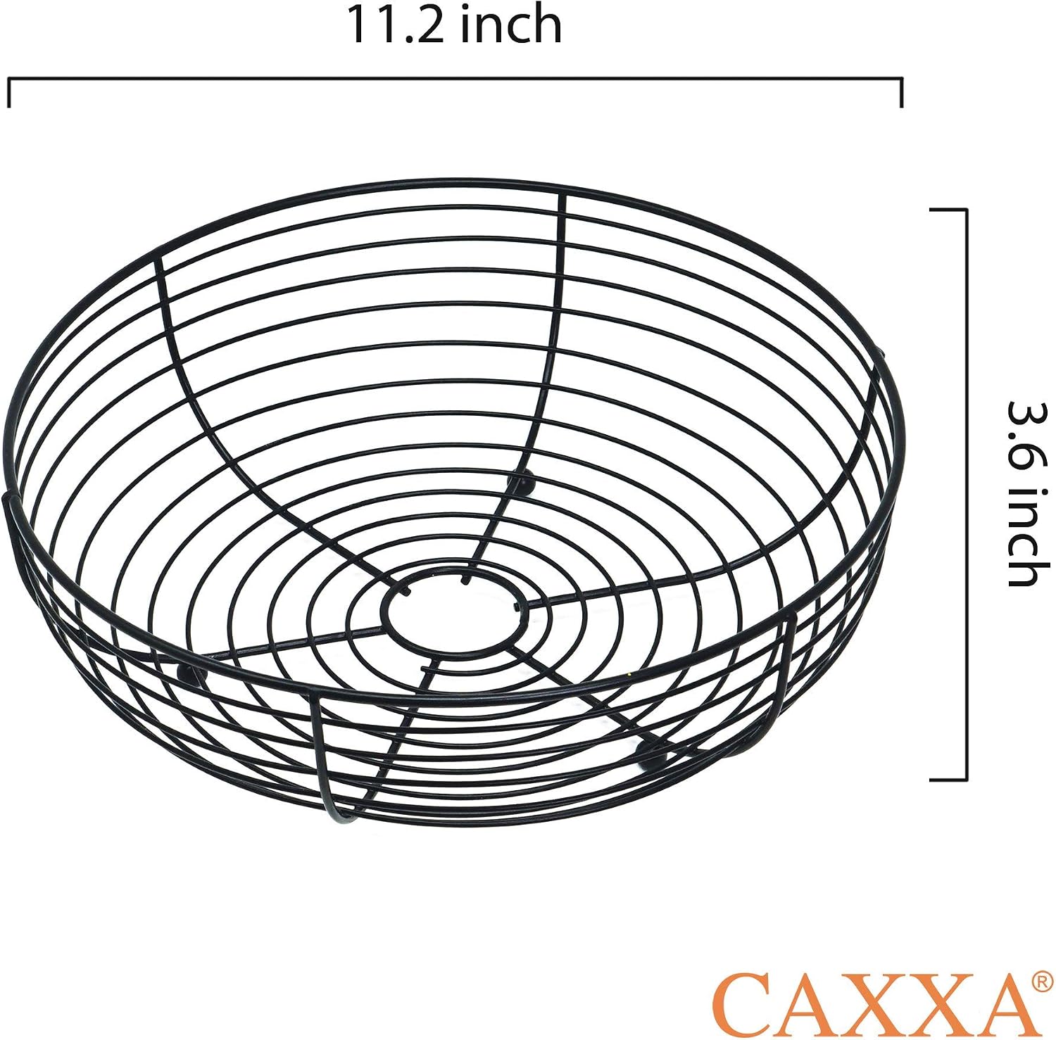 CAXXA Countertop Fruit Bowl  Wire Basket for Fruits  Breads  Vegetables Snacks  Black