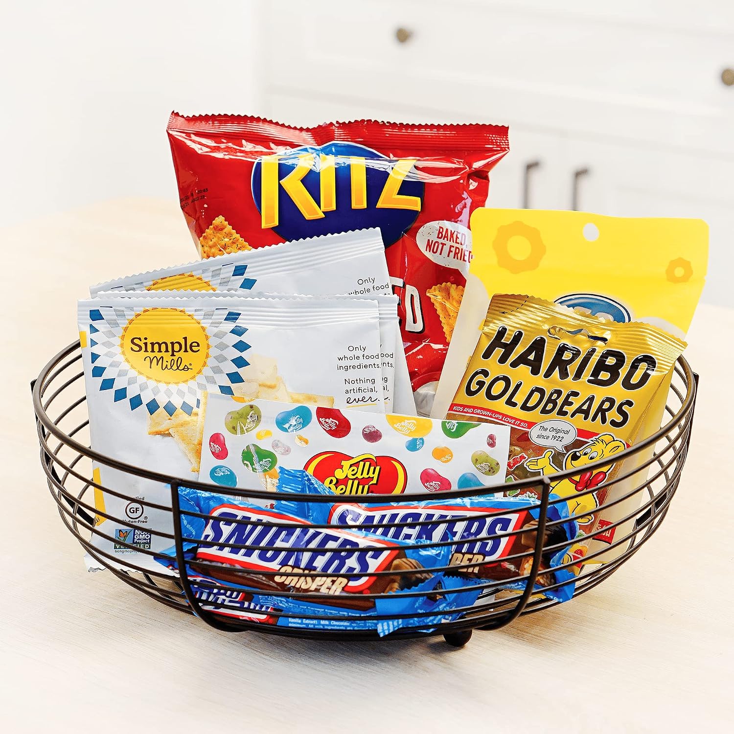 CAXXA Countertop Fruit Bowl  Wire Basket for Fruits  Breads  Vegetables Snacks  Black