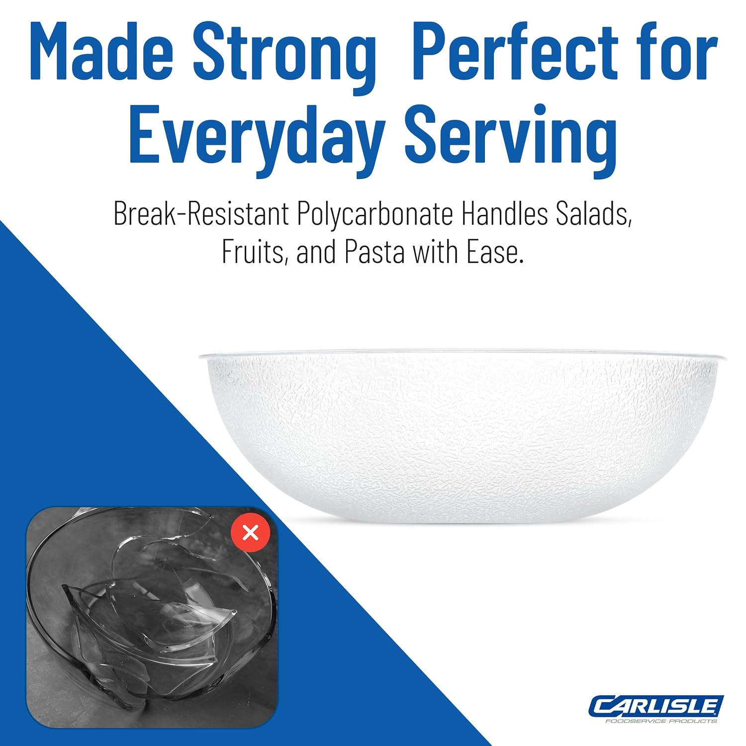 Carlisle FoodService Products 721507 Round Pebbled Salad Serving Bowl  11 Quart  Clear