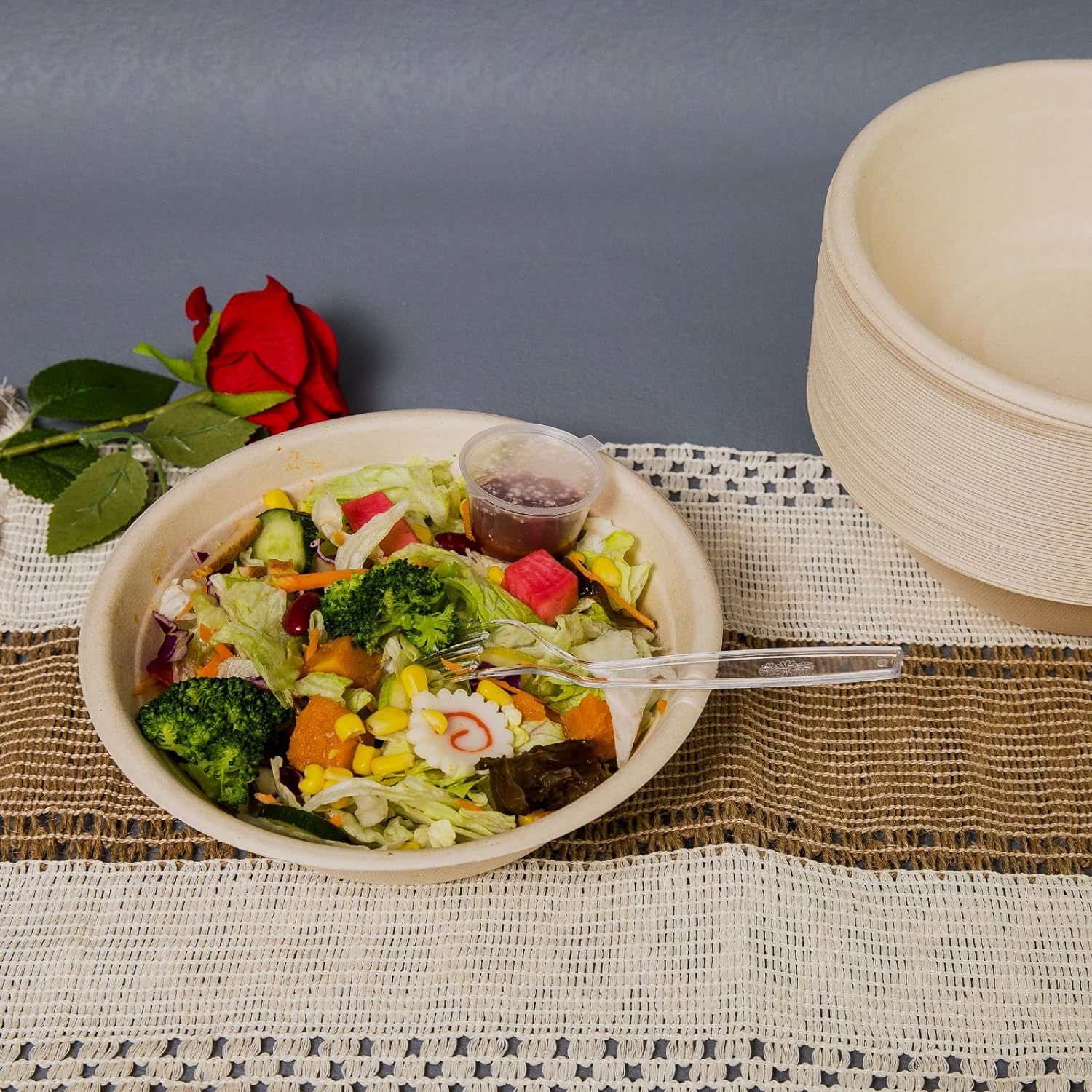 32oz Disposable Salad Bowls 150Pack  Big Paper Bowls  Large  Heavy-Duty  Eco-Friendly  Bulk Pack  Compostable Bowls  Biodegradable Made of Sugar Cane Fibers Perfect For Salad