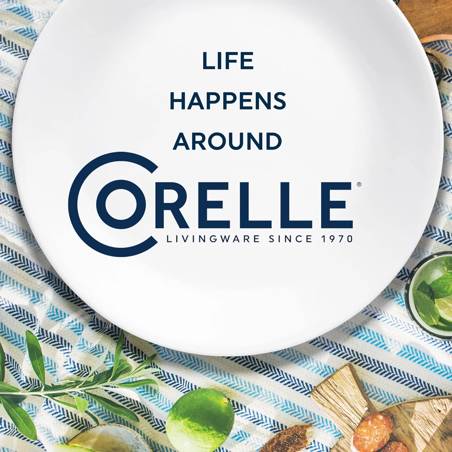 Corelle Vitrelle 6-Piece Soup/Cereal Bowl Set Triple Layer Glass and Chip Resistant  16-Oz Lightweight Round Bowls  Portofino