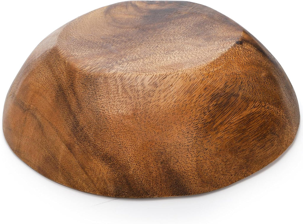 ZENFUN Wooden Decorative Bowl  Wood Round Serving Bowl  Walnut Tray Dish Kitchen Dining for Fruits  9.4" Diameter x 2.5" Height  Seamless