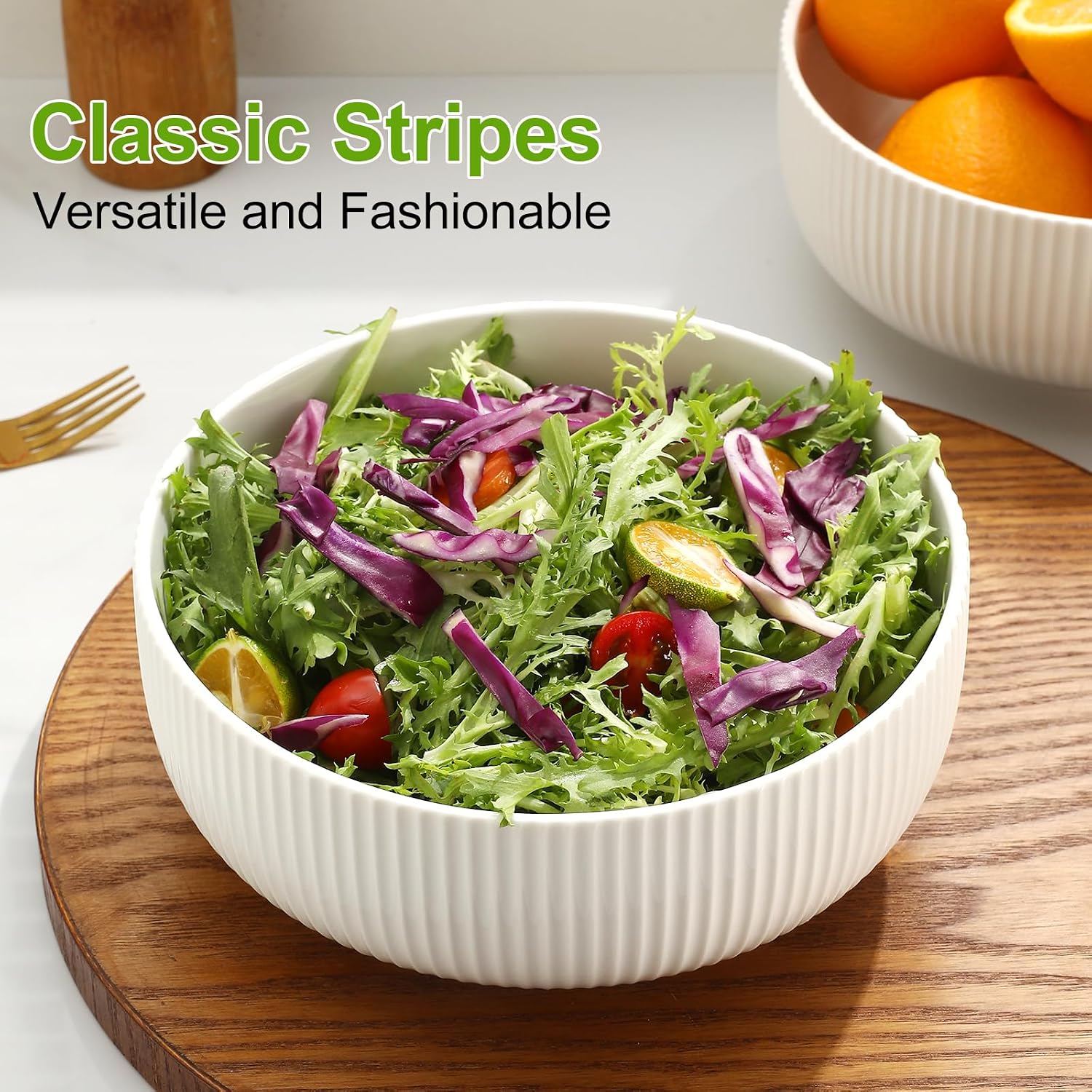 60oz Salad Bowl Set 2 Pack Serving Bowls for Entertaining 8inch Large White Ceramic Bowl for Side Dishes Soup  Pho  Cereal  Pasta  Fruit  Microwave and Dishwasher Safe