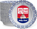 JOLLY CHEF 160 Count Paper Bowls 20 oz Soak Proof  Heavy Duty Printed Disposable Bowls Bulk for Dinner or Lunch