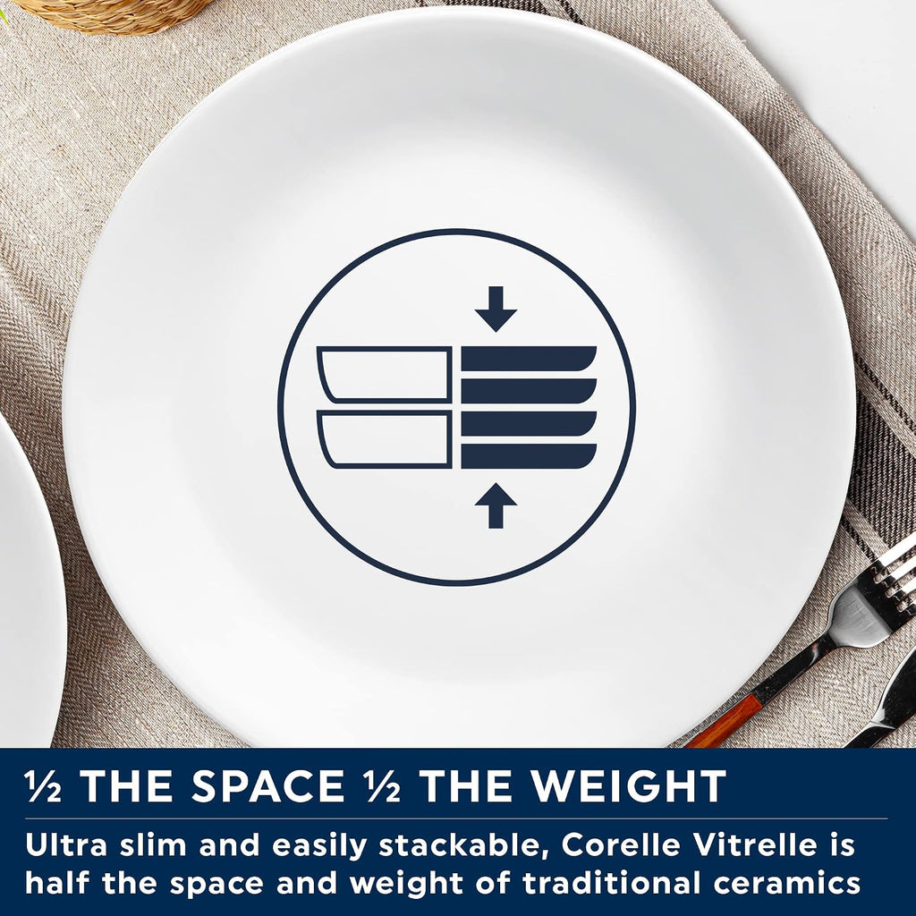 Corelle Vitrelle 4-Pieces 18-Oz Soup/Cereal Bowls Chip & Crack Resistant Glass Dinnerware Set Bowls  Winter Frost White