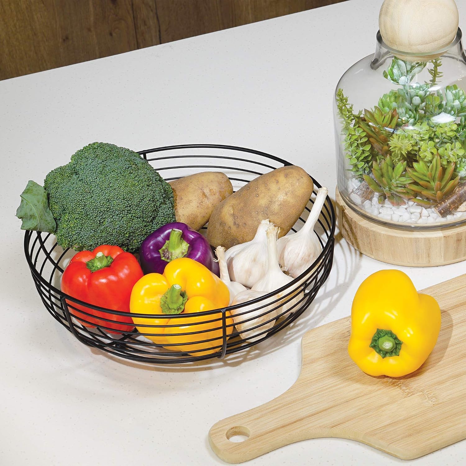 CAXXA Countertop Fruit Bowl  Wire Basket for Fruits  Breads  Vegetables Snacks  Black