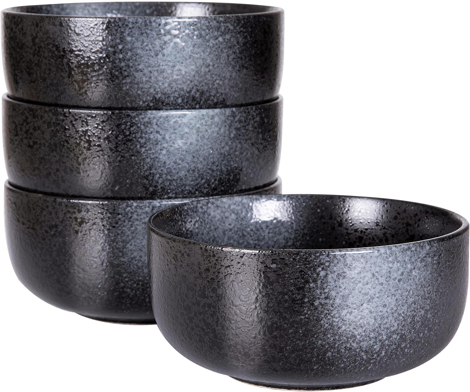 S&Q'S CERAMICS Soup Bowls - 36 Ounce Ceramic Bowl Set  Kitchen Bowls for Large Cereal  Noodle  Soup  Breakfast  Microwave and Dishwasher Safe  [Set of 4]  Black and Grey