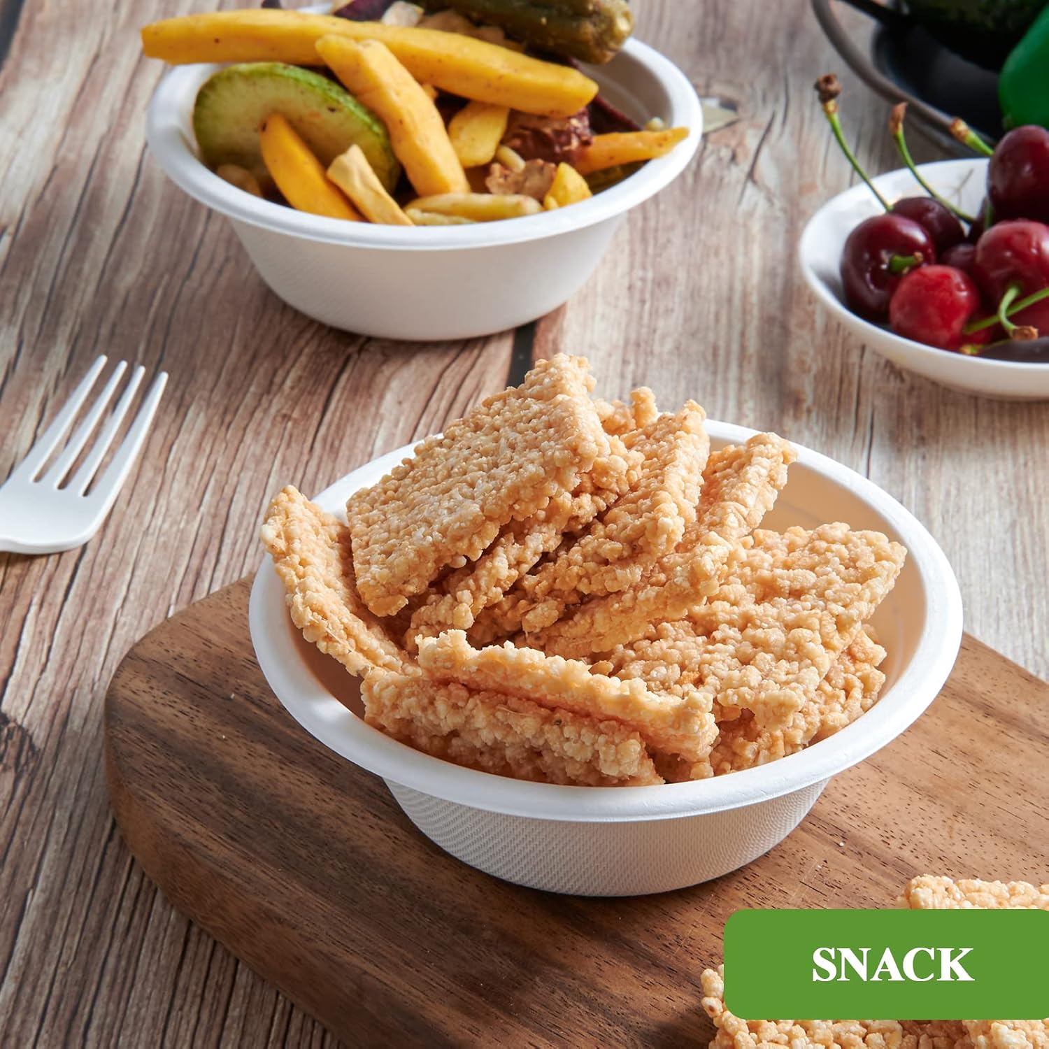 Vplus 200 Pack 12 OZ Paper Bowls  Disposable Compostable Bowls Bulk  Eco-friendly Bagasse Bowls  Heavy-duty Bowls Perfect for Milk Cereals  Snacks  Salads