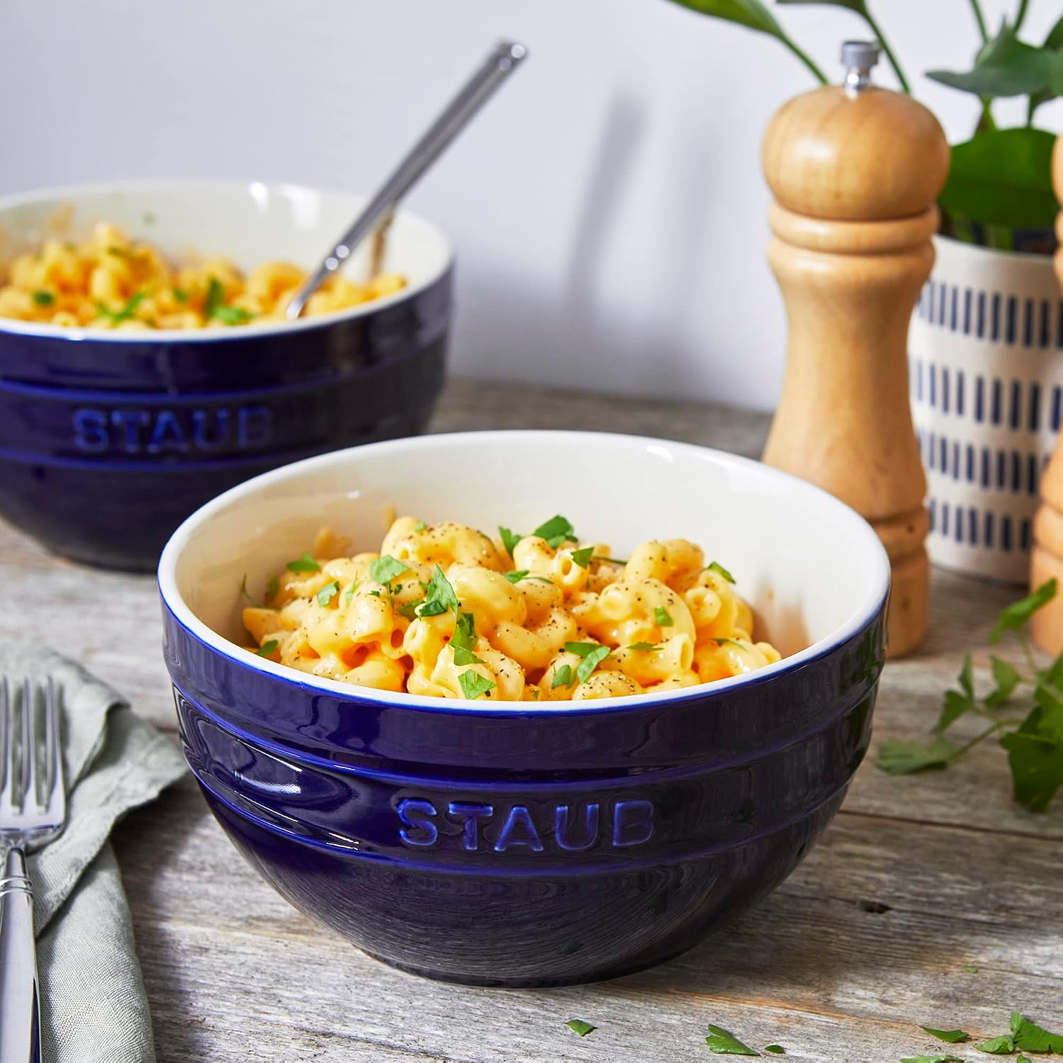STAUB Ceramic 2-pc Large Universal Bowl Set  6.5-inch/1.25-qt  Dark Blue