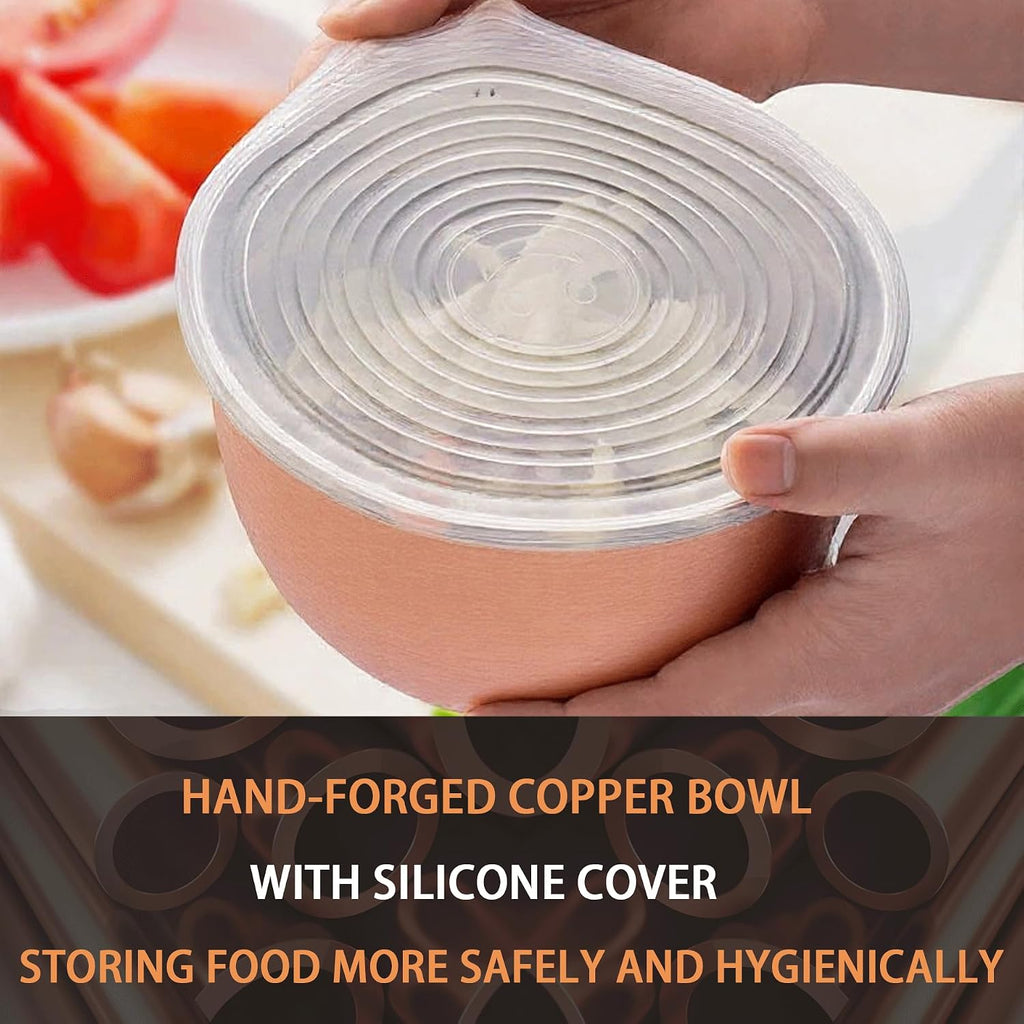 Purecopper-Medium 5.11'' Round Solid Copper Bowl - Handmade Decorative and Serving Bowls  Bowls for Food  Decoration  Condiments  Salt and Spices (2)
