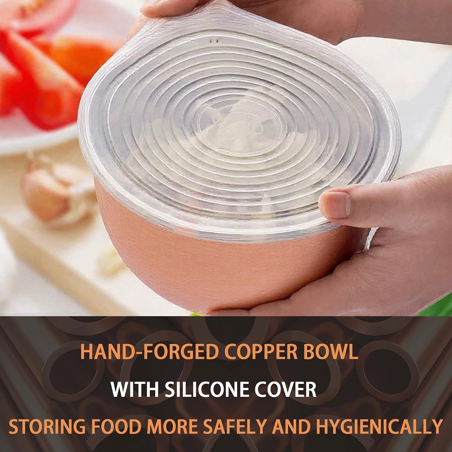 Purecopper-Medium 5.11'' Round Solid Copper Bowl - Handmade Decorative and Serving Bowls  Bowls for Food  Decoration  Condiments  Salt and Spices (2)