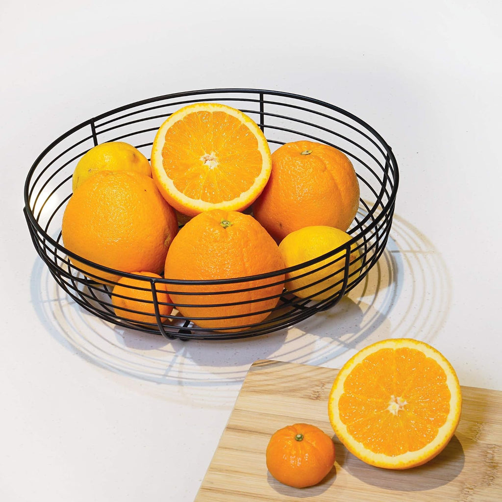CAXXA Countertop Fruit Bowl  Wire Basket for Fruits  Breads  Vegetables Snacks  Black