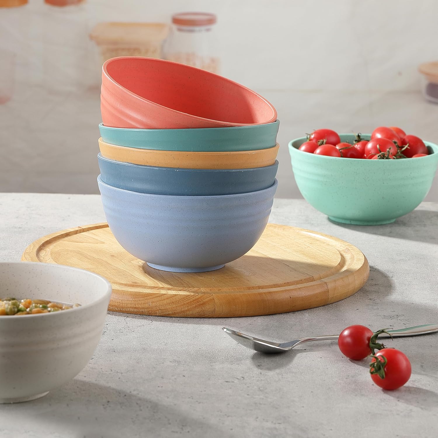 8PCS Cereal Bowl  Ohola Unbreakable Wheat Straw Cereal Bowls  Microwave & Dishwasher Safe Kitchen Bowls for Cereal  Snack  Soup  Salad and Rice  MultiColors  BPA Free  26oz (Ser of 8)
