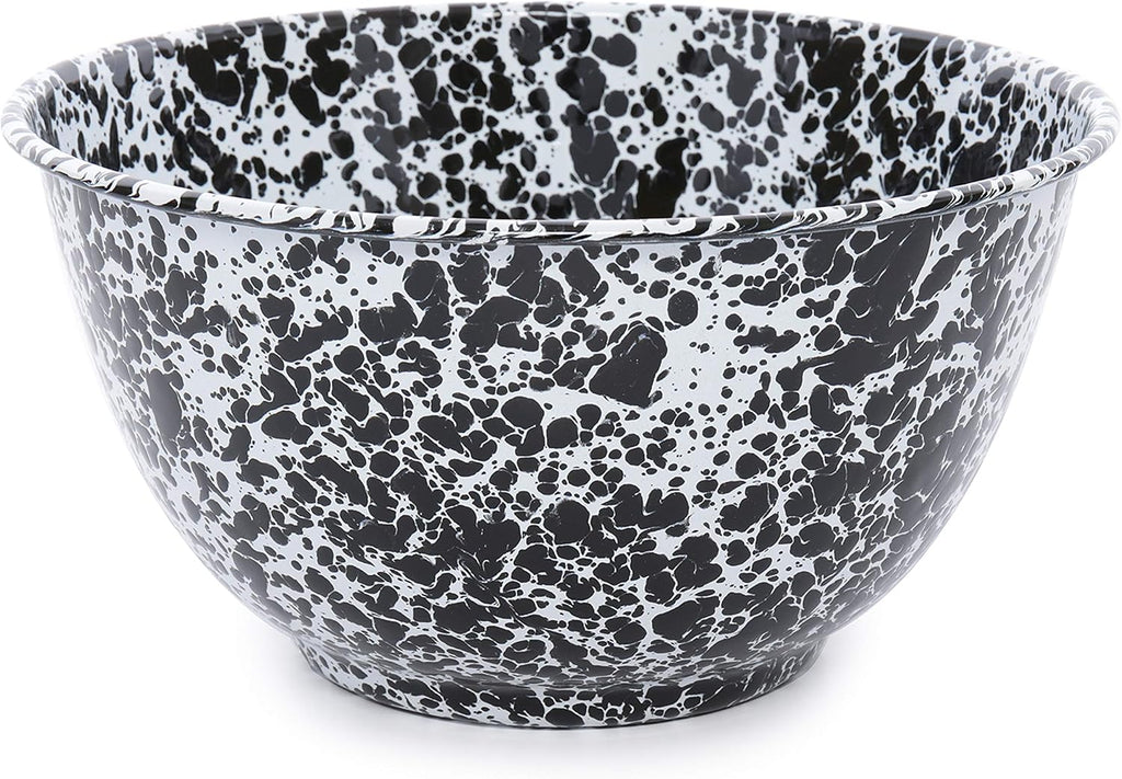 Crow Canyon Home Enamelware Salad Bowl  5 quart  Black/White Splatter