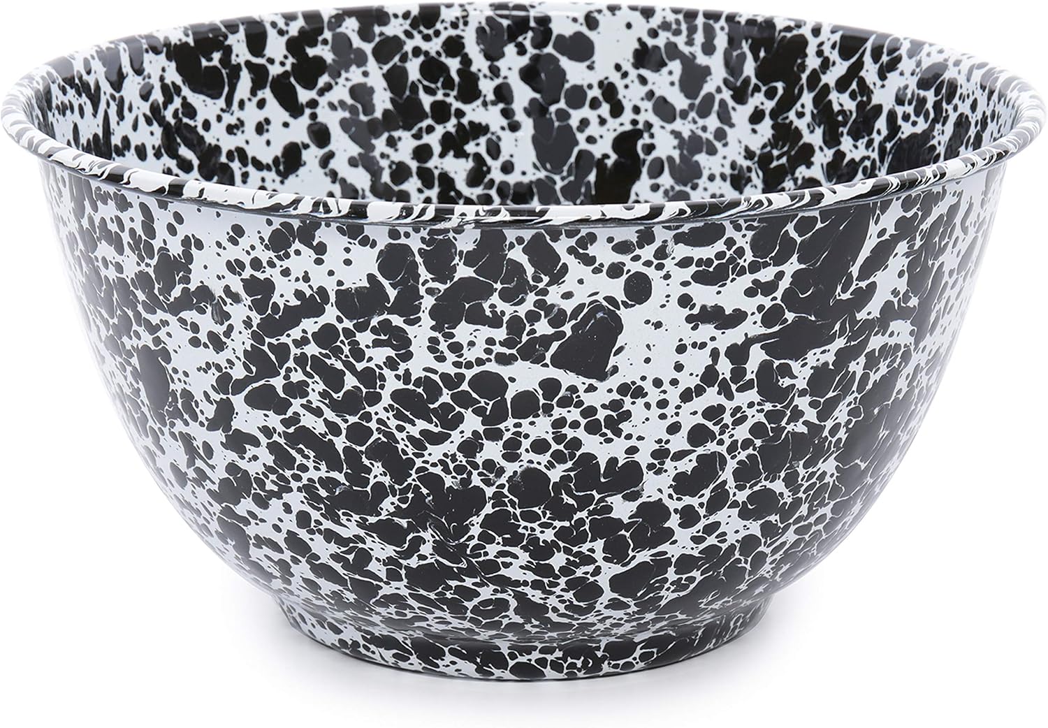 Crow Canyon Home Enamelware Salad Bowl  5 quart  Black/White Splatter