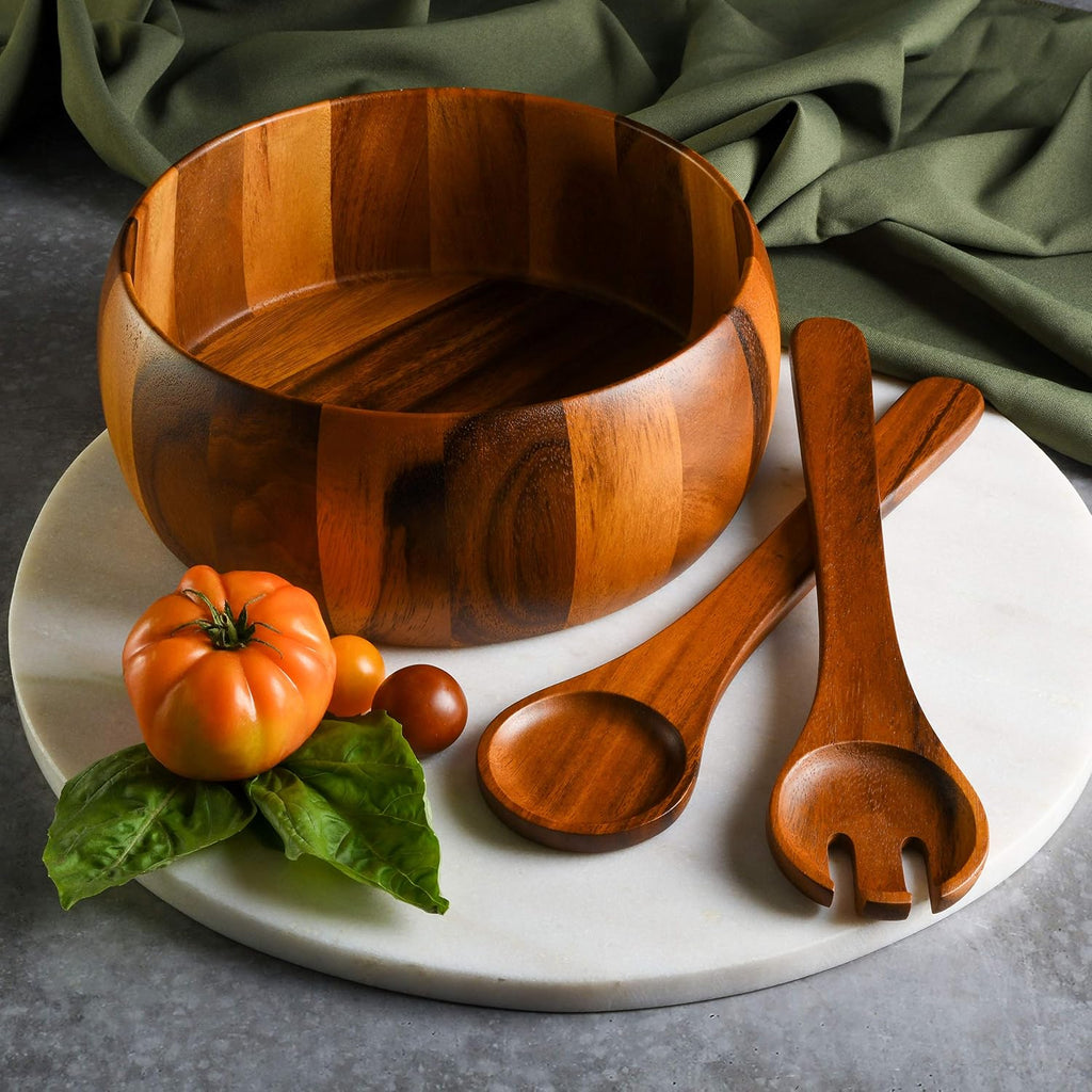 Gibson Home Laurel Acacia Wood Salad Bowl Set  3 - Piece  Acacia Wood