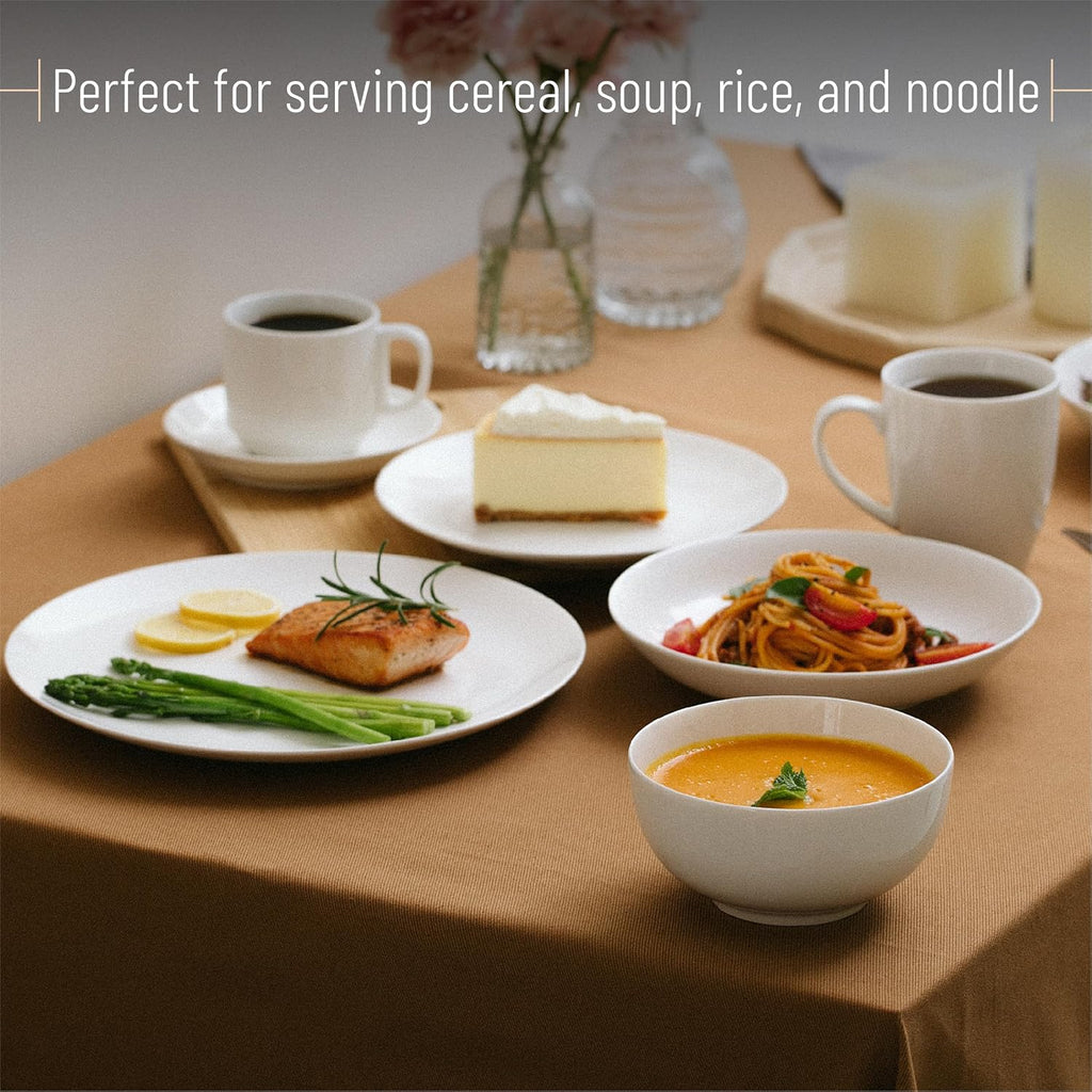 BTaT- White Soup Bowls Set of 12  16 Ounces  Porcelain Dishes for Soup  Rice  Salad  Noodle  Microwave  Oven  Freezer & Dishwasher Safe  Deep White Cereal Bowls for Kitchen  Christmas Gifts